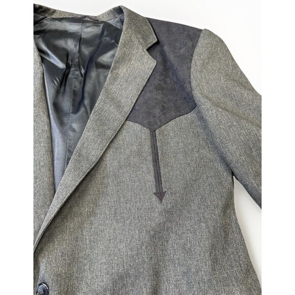 VTG Circle S Mens Blazer Jacket Black Gray 50L Western Ranch Sport Coat Made USA - Picture 4 of 9